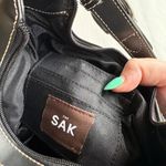 The Sak  Black Textured Classic Shoulder Bag Hobo Leather Canvas Purse Photo 7