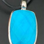 NF 925 Sterling Silver Faceted Pendant Black Rubber Cord 16” Necklace 16g. Blue Photo 13