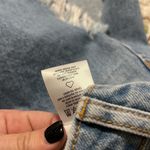 Cello  women's medium denim mini skirt distressed edges light blue zip & button Photo 9