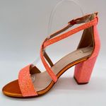 Allegra K Heeled Sandals Womens 6 Glitter Orange Strappy Criss Cross Ankle Strap Photo 2