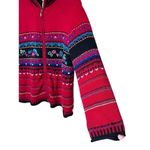 Vintage Koret Floral Embroidered Knit Women's Zip Up Sweater Jacket Size M Red Size M Photo 2