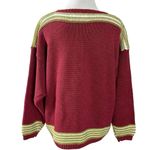 Vintage 90s Hand Knit Victorian Cottage Sweater Small Oversized Chunky Fall Red Photo 5