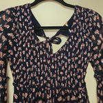 Free People Marina Mini Dress Long Sleeves Tie Back Navy Blue Women's Size XS Photo 5