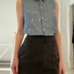 Gap Embroidered Sleeveless Button Down Shirt in Medium Chambray Size M Photo 0