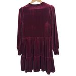 1. State  Velvet Long Sleeve Split V-neck Tiered Mini Dress in Deep Burgundy sz M Photo 2