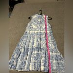 Calvin Klein Summer dress, tea length, beautiful blue on white patter. Photo 4