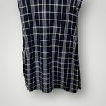 Theory Branteen JP Check Knit Mini Dress Navy White Plaid Size Large Photo 4
