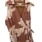 Hutch V Neck Sleeveless Full Wrap Dress Taupe Florals Size Medium Petite Photo 9