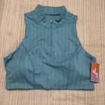 JoyLab NWT  Women’s High Neck Zip-Up Sports Bra Striped Light Aqua Blue Photo 2