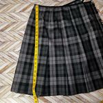 Brahmin Vintage Wool Gray Black Tartan Plaid Skirt Pleated Wrap Style Classic Photo 10
