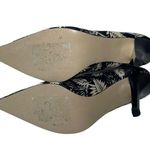Nine West  Freda Black Ivory Palm Leaf Print Pumps Heels Shoes Pointy Toe Work 7M Photo 11