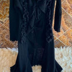 Women’s Beautiful Lagenlook Fitted Knitted Ruffle Duster Size S/M Black Size M Photo 0