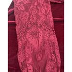 John Mark  Womens Top Burgandy Red Velvet Lace Sleeve Whimsical Goth Size Small Photo 4