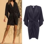 MISA Los Angeles Teget Draped Twist Front Bell Sleeve Mini Dress: Navy Blue Photo 1
