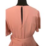 Lulus  Blush Pink Faux Wrap Ruffle Dress M Fall Tiered Flutter Sleeve Mini Photo 3