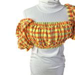 New Montce Marcela Bikini Top Neon Plaid Medium Orange Photo 4