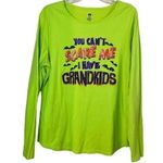 Halloween " You Can't Scare Me" Grandma Glitter Cotton Top Size XL Green Photo 0