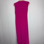 ZARA  Barbie Hot Pink Asymmetrical Draped Cross Neckline Midi Dress Stretchy S Photo 3