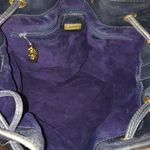 Gucci Navy Blue Leather Drawstring Bucket Shoulder Bag Blue Suede Lining VINTAGE Photo 3