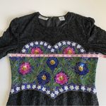 Vintage Night Vogue Silk Floral Sequin & Beaded Embellished Long Sleeve Dress L Black Size L Photo 4