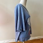 Chaser Women's Love Tennis Linen Blend Jersey Flousy 3/4 Angle Tee Blue Size S Photo 4