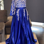 Women’s One Shoulder Full Length Blue Prom Party Dress Size 8 Blue Photo 0