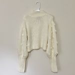 Farm Rio  White Floral Appliqué Lantern Sleeve Sweater Size Medium Photo 5