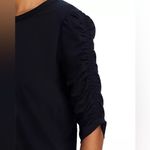 Veronica Beard  Jeans Waldorf Tee Ruched Sleeves Pima Cotton Black Size XS Photo 2