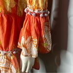 True Destinations Coral Yellow Floral Off Shoulder Bell Sleeve Boho Dress Size M Orange Size M Photo 4