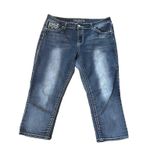 Love Indigo Premium Women's Capri Jeans Size 12 Western Embroidered Stretch Photo 1