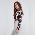 LA Hearts Brown White Cow Print Western Y2K Kelly Mini Double Zip Hoodie size S Photo 3