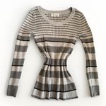 Pink Rose Vintage Y2K 90s Fitted Gray Black Scoop Neck Sweater Preppy Tween Academia L Photo 0