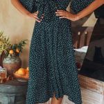Hello Molly Stuck in Your Ways Midi Dress Size XS/2 Green Polka Dot Tie Front Photo 0