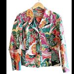 Coldwater Creek  Womens Jacket Sz Large Pink Green Floral Paisley Blazer Boho Photo 0