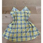 Motel Rocks Plaid Checks Slip Dress in Yellow & Black Photo 2
