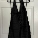 BCBGMAXAZRIA Black Satin Y2K Whimsygoth Halter Cocktail Dress Photo 0