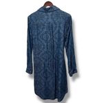 Cloth & Stone  Women's Blue Chambray Print Shirt Dress Small Boho‎ Western 70's Photo 2