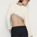 ZARA knit crop rhinestone sweater bling NWT cream small Photo 1