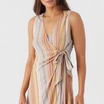 O'Neill Maizie Short Wrap Dress Stripe NWT NEW Small Photo 0