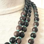 Coldwater Creek triple strand wood bead and turquoise necklace Photo 4