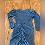 Beulah  blue Ruched v Neck 3/4 Sleeve bodycon knee mini cocktail Dress s Photo 8