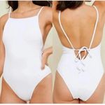 ANDIE  THE PALOMA RIB White One Piece Adjustable Straps Padded  Suit SZ L #1437 Photo 1