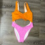 PINK - Victoria's Secret Victorias Secret PINK NEW Swimsuit One Piece Cutout Orange & Pink Size Large‎ Photo 1