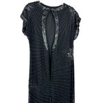 Laurence Kazar Laurance Kazar size Large black beaded‎ sequin short sleeve dress 100% silk Photo 4