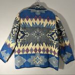 Vintage Oakridge Sz M Tapestry Coat Jacket Boho Festival Wood Button Pockets EUC Blue Size M Photo 2