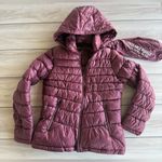 Kenneth Cole  Zip Puffer Hooded Jacket Maroon Medium NWOT Photo 3
