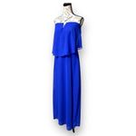 City Triangles  L Blue Chiffon Maxi Dress Strapless Cocktail Wedding Guest Party Photo 2