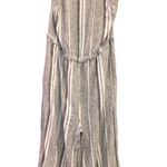 Cloth & Stone Linen Blend Stripe Wide Leg Cropped Jumpsuit Grey White Large Photo 0