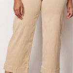 Spanx  Stretch Twill Cropped Khaki Wide‎ Leg Pant Size Medium Tan Photo 0