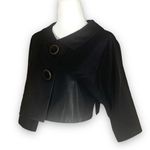 Rozae Nichols Bolero Jacket Cropped Retro Style Shiny Black Exaggerated Collar Size 4P Photo 2